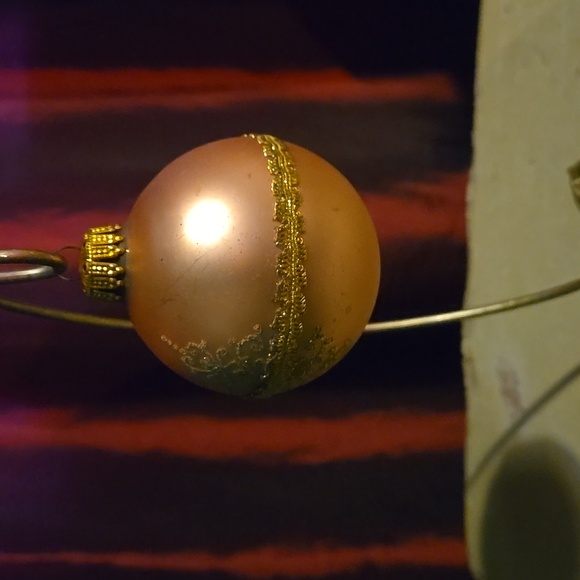 Vintage Glass Ornament  embroidery and gold glitter embellished German - Picture 2 of 4